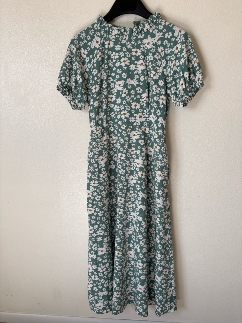Floral Green Maxi Dress with Puff Sleeves
